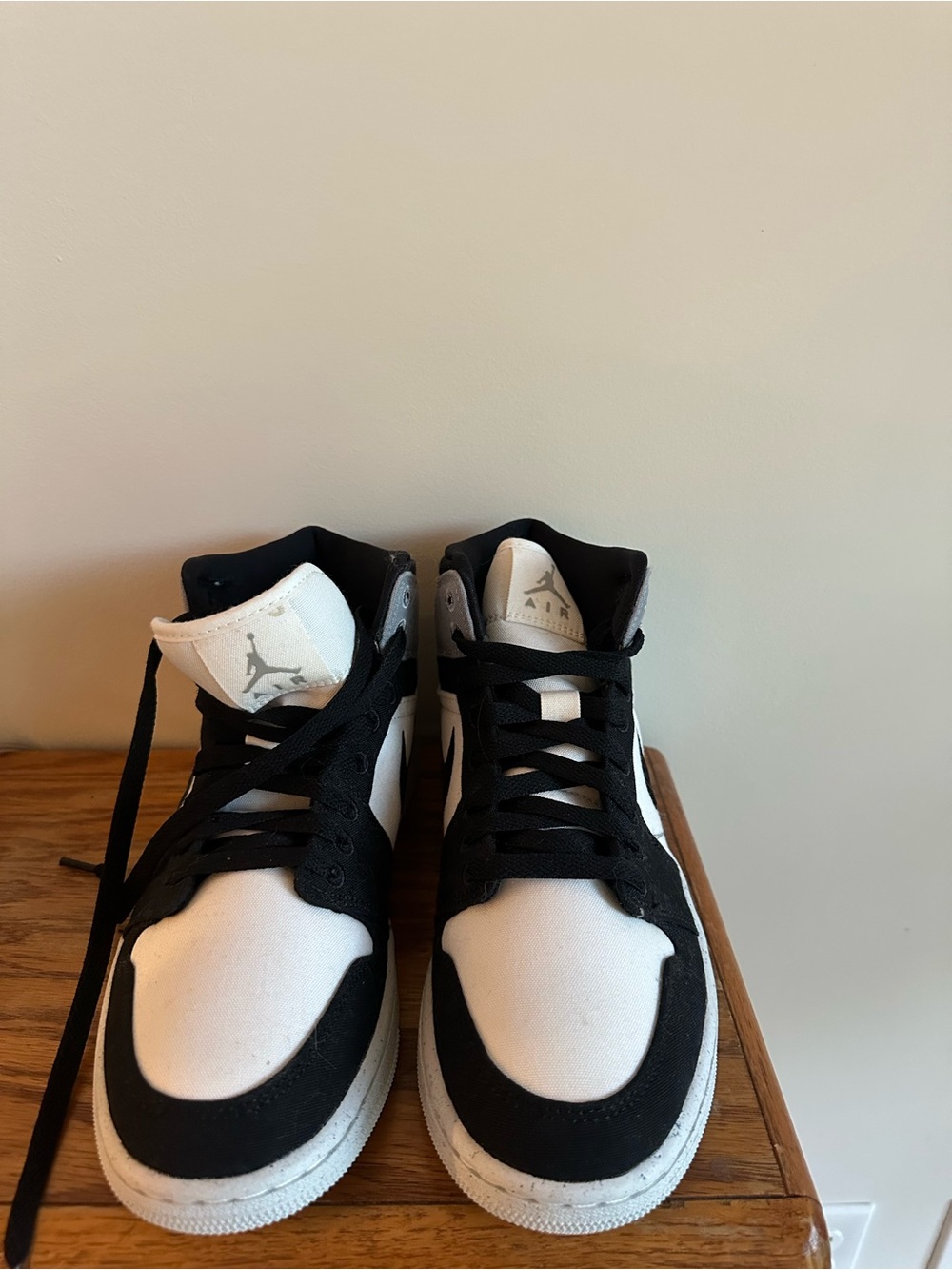 Jordan High-Top Sneakers in Black and Cream - Picture 2 of 6